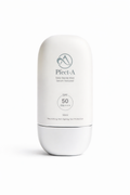 White sunscreen bottle labeled 'Pfect-A' with SPF 50 on a white background